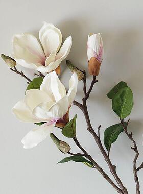 复古玉兰花彷真花假花单枝花束装饰摆饰餐桌花摆花客厅摆设插花