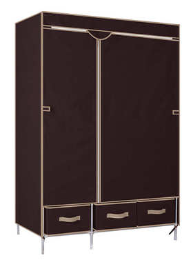 现货批发简易衣柜新款布衣橱加厚加粗19管钢管112CM长送3个收纳盒