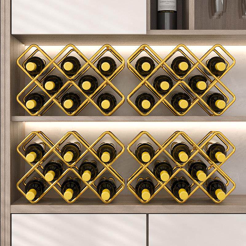 红酒架摆件轻奢高档展示架网格葡萄酒置物架酒柜内斜放红酒瓶托