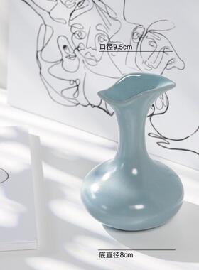 古典简约复古客厅居插花中式花陶瓷水汝窑花瓶装饰摆件玄关器养家