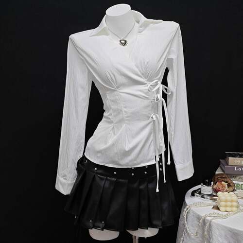 Elegant Asymmetrical Waist Cinched Top For Women Slimming