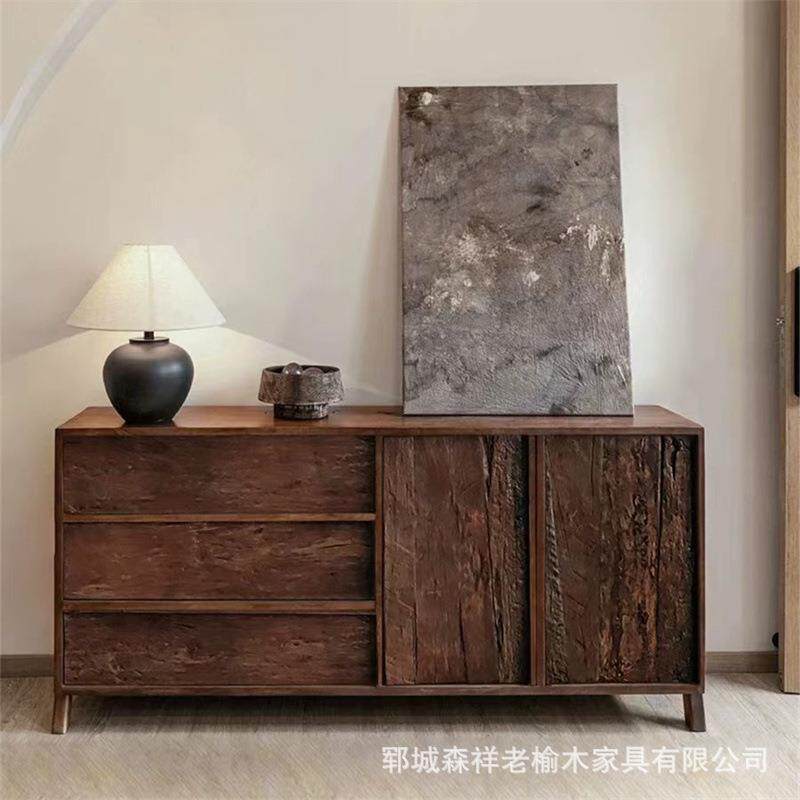 老榆木储物客厅靠墙收纳柜09021柜关斗柜榆木家具玄柜新中式餐边