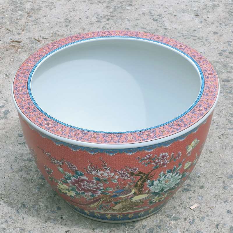景德镇陶瓷鱼缸庭院碗莲荷花缸珐琅彩复古花鸟书画缸大号水缸批发