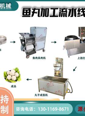 鱼丸加工成型流水线设备全自动采肉打浆上劲机制作鱼丸成型机