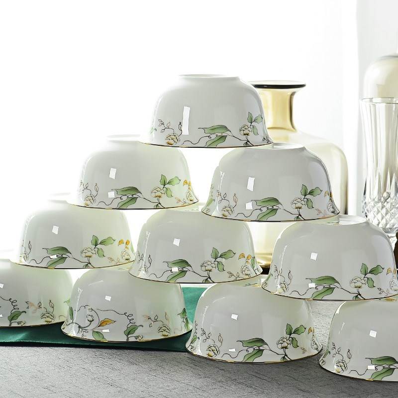 安维娜唐山骨质瓷香榭丽餐具碗家用陶瓷米饭碗大面碗汤碗简约中式