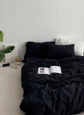 暗黑系纯FC541477男色黑色禁棉欲生床上件套水洗床单三件套厂家四