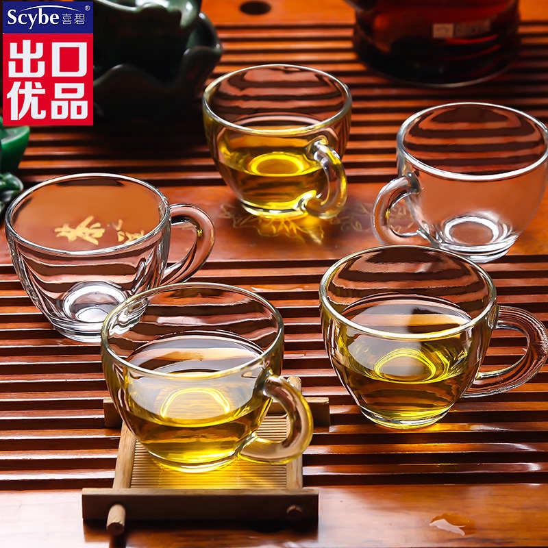 新款直销Y5UG玻璃茶杯小杯子套装带把耐热功夫小茶杯玻璃茶具12只