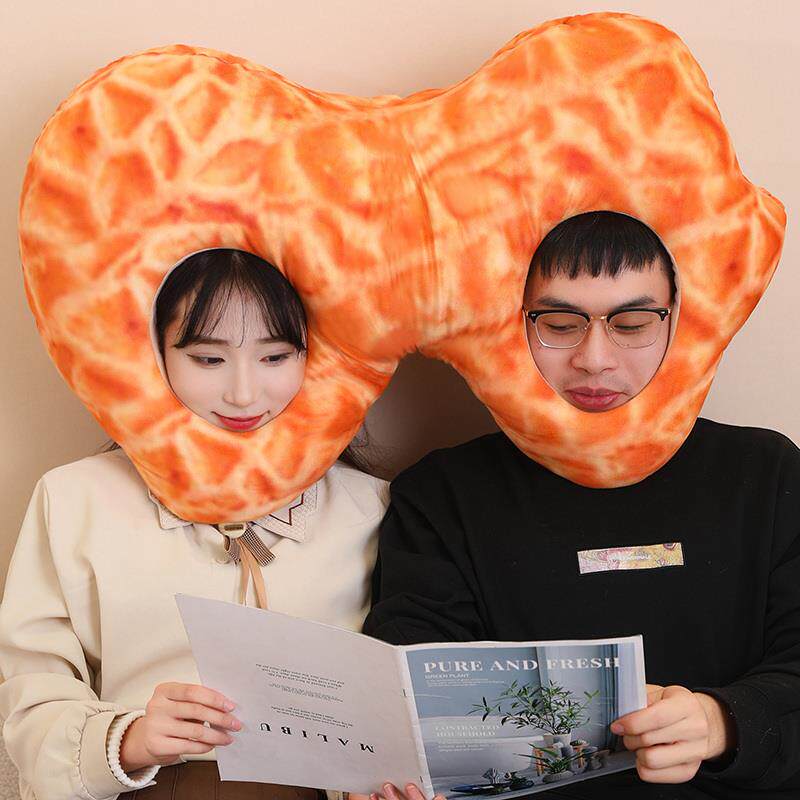 仿真好事花生头套帽子毛绒玩具玩偶创意双人连体情侣抱枕男女礼物
