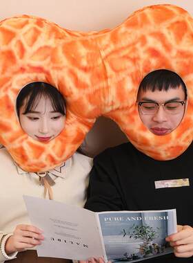 仿真好事花生头套帽子毛绒玩具玩偶创意双人连体情侣抱枕男女礼物