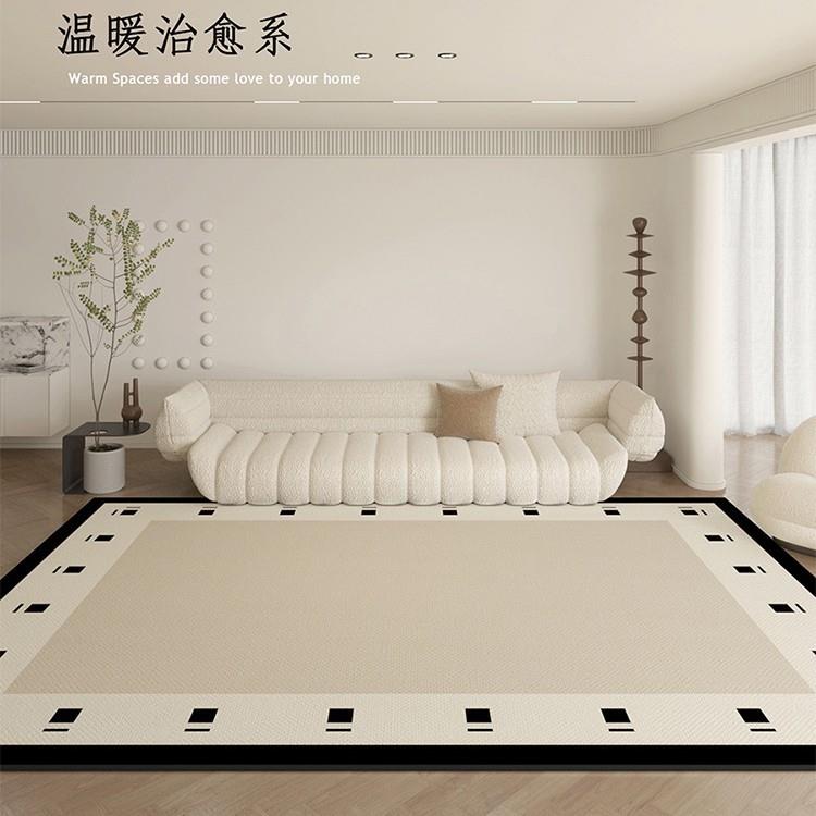 法式客厅地毯奶油风地毯比利时圈绒地毯卧室高级现代简约棋盘地毯