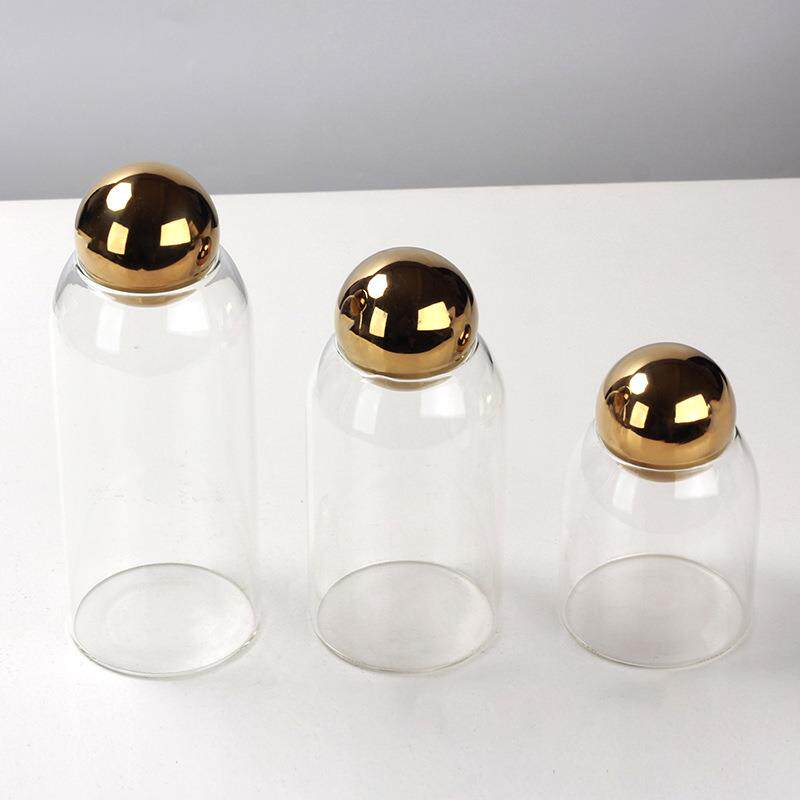 现代轻奢玻璃储物罐创意客厅样板间茶几收纳糖果罐桌面装饰品摆件