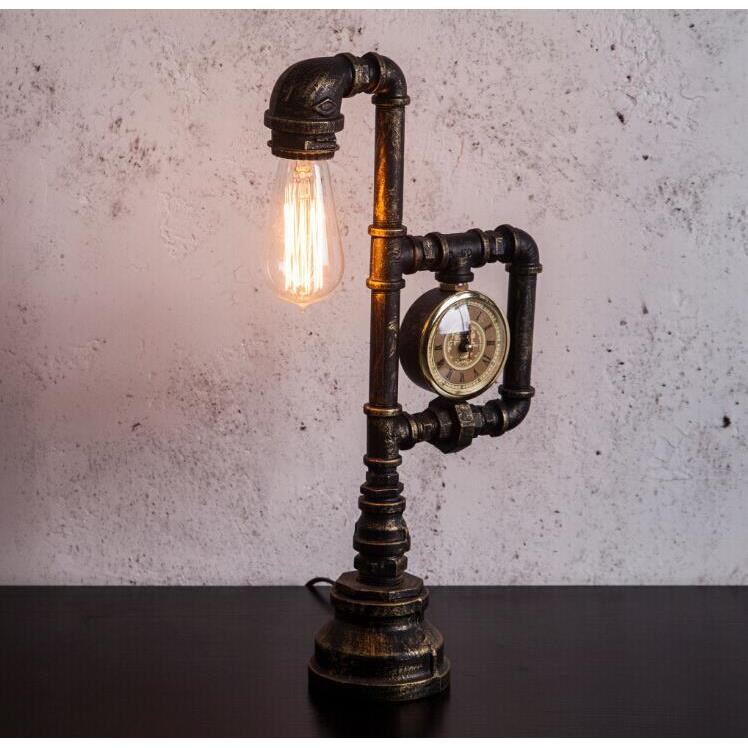 复loft美HRH工业古怀旧酒吧餐厅吧卧室台床头个性创意式水管钟表