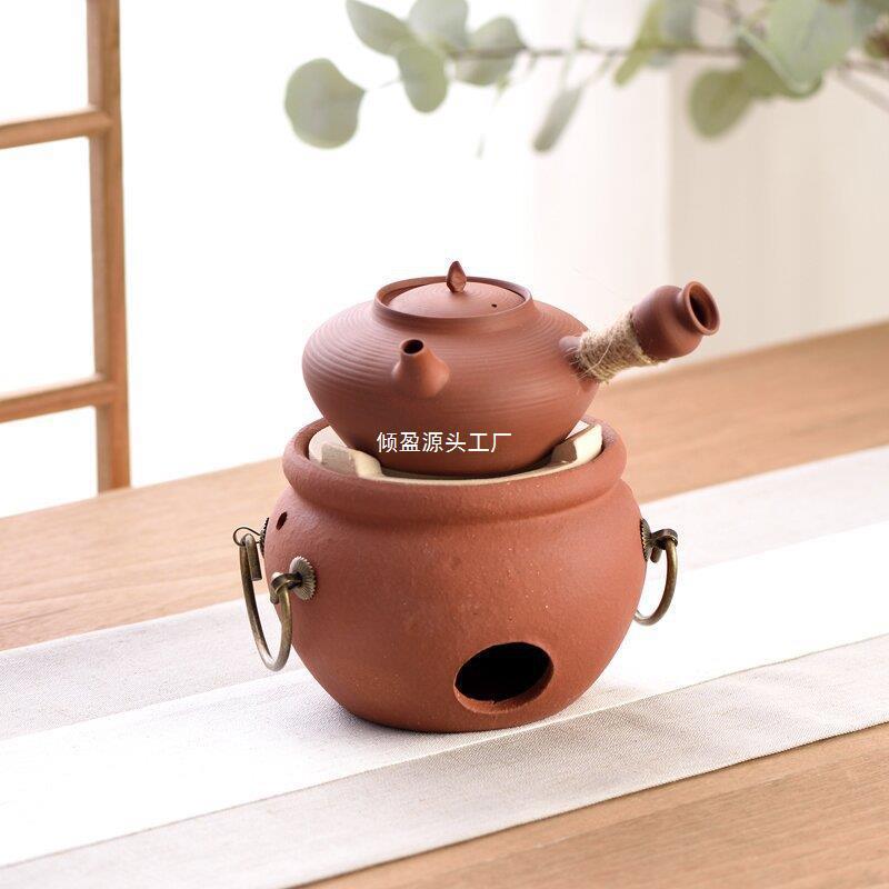 潮汕工夫茶炉砂铫烧水壶侧把急须煮茶壶 炭炉电陶炉红泥跳盖碳无