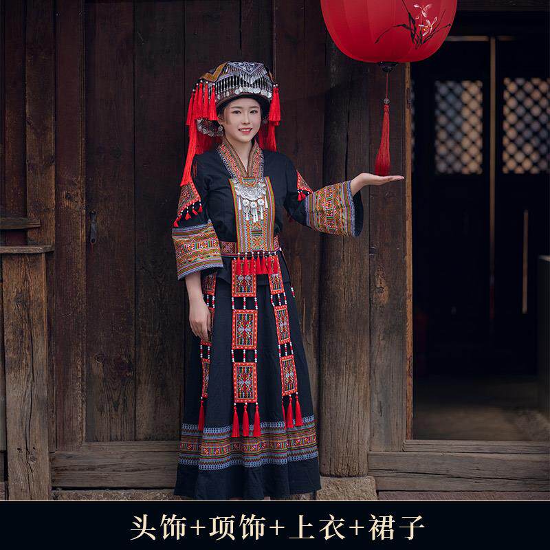 高档款瑶族演盛装少数民族服装女人长裙广成西出表演写新真旅拍服
