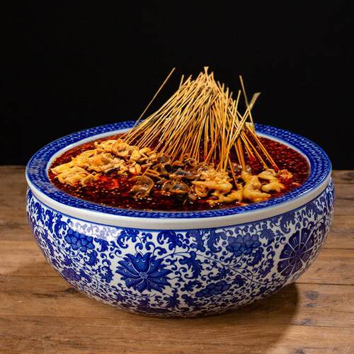 和面 面盆陶瓷大号加厚洗菜盆揉面 面盆发面 面盆家用晒酱盆青花