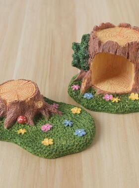 创意微景观田园树洞蘑菇树桩草地凳子桌面小摆件装饰品拍照小道具