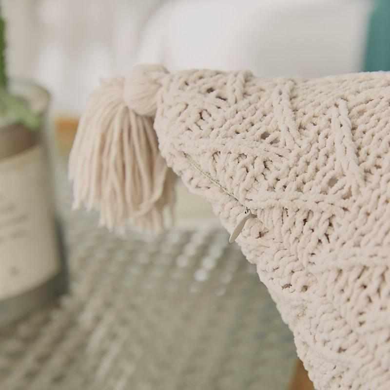 针织腰枕四角流苏沙发抱枕套卧室靠垫枕头床上批发热卖
