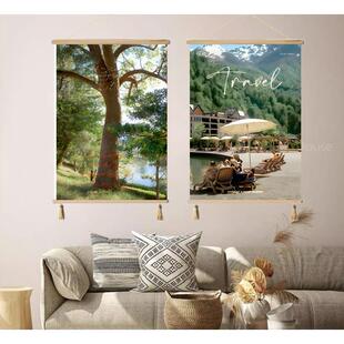 北欧风景客厅装饰画绿树成荫卧室床头餐厅玄关挂画电表箱遮挡画