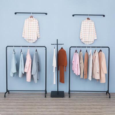 加粗款衣架地铁艺服装店挂衣IME架子展架示红落式侧挂陈列架网中