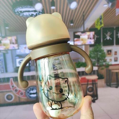 婴儿专用学饮杯吸管水嘴杯卡通鸭嘴学饮杯宝宝纳米银大容量喝水杯