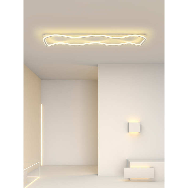 走廊过道灯长条衣帽间灯现代简约北欧阳台灯入户玄关波浪吸顶灯具