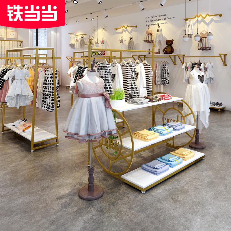 儿童服装店中岛展示桌车轮流水台创意鞋架包包架展示台置物陈列柜