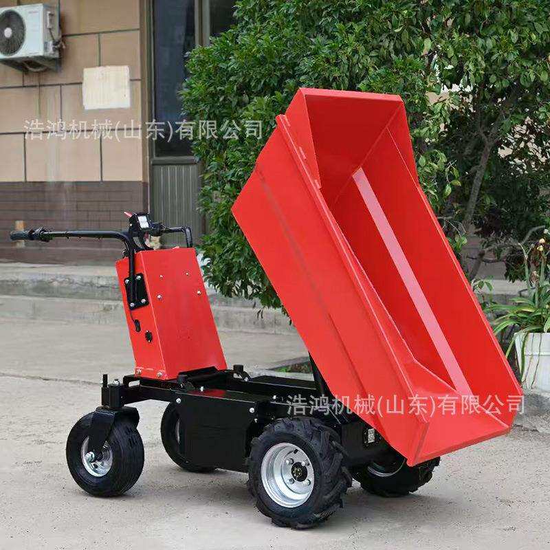 前卸式手推翻斗车小型四轮汽油运输车工地柴油灰斗车电动翻斗车