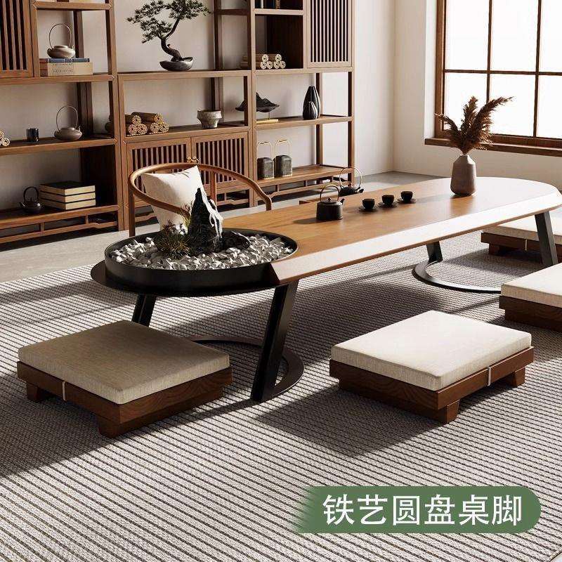 榻榻米小户型阳台实木客厅桌椅组合现代茶桌简约家用飘窗茶几原木