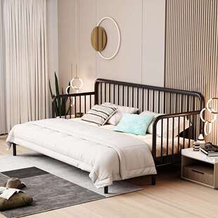 小户型二合一多功能单人伸缩铁艺沙发床折叠两用2026新款铁架1米2