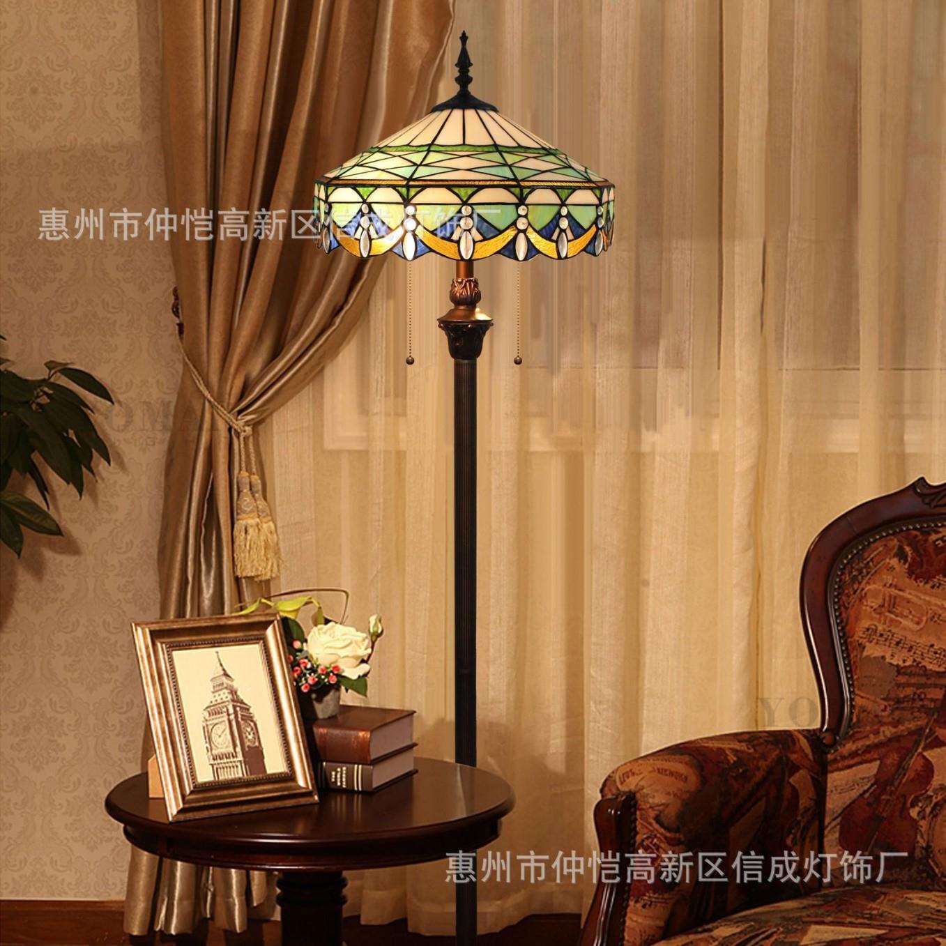 跨境蒂凡尼欧式宫廷复古餐厅酒吧咖啡厅美式乡村卧室书房落地灯
