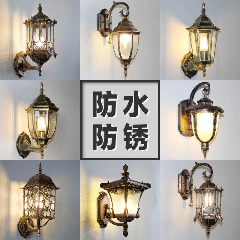 户外壁灯防水欧式复古阳台庭院灯美式过道楼梯室外田园LED墙壁灯