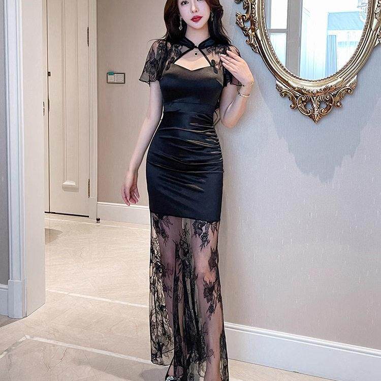 夜总会性感连衣裙晚礼服长裙气质技师桑拿夜场上班工作服