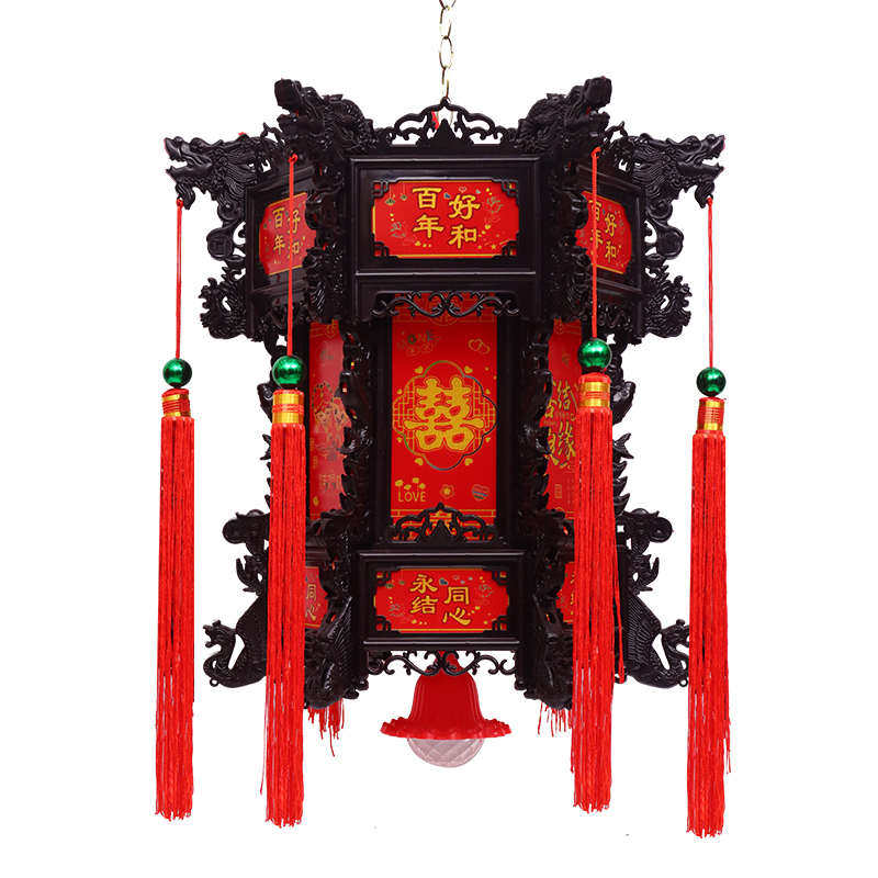 结婚喜字红灯笼七彩led旋转走马灯大门口仿古中式装饰宫灯批发