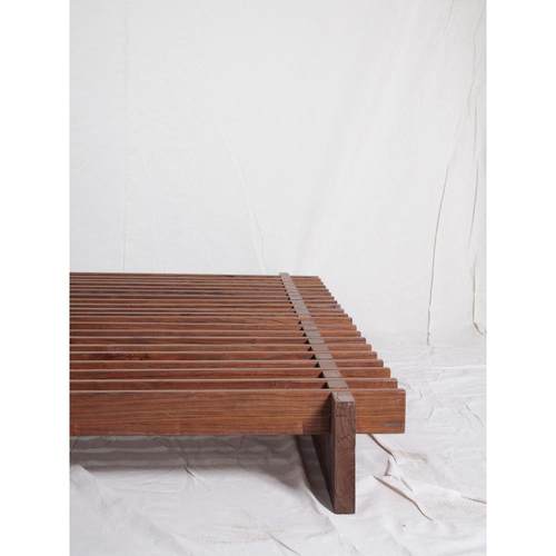 FOF手动装卸榫卯积木实木床无金属件中古风复古地台床床架无床头