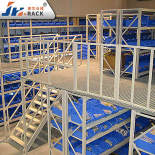 阁楼货架围栏三层载重平台-阁楼2000kg500kg货架带带二层楼梯/