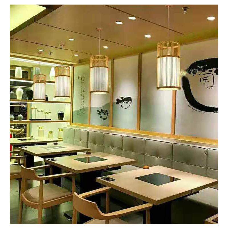 手工天然竹编灯饰过道走廊现代简约田园风格乡村竹艺吊灯常州古镇