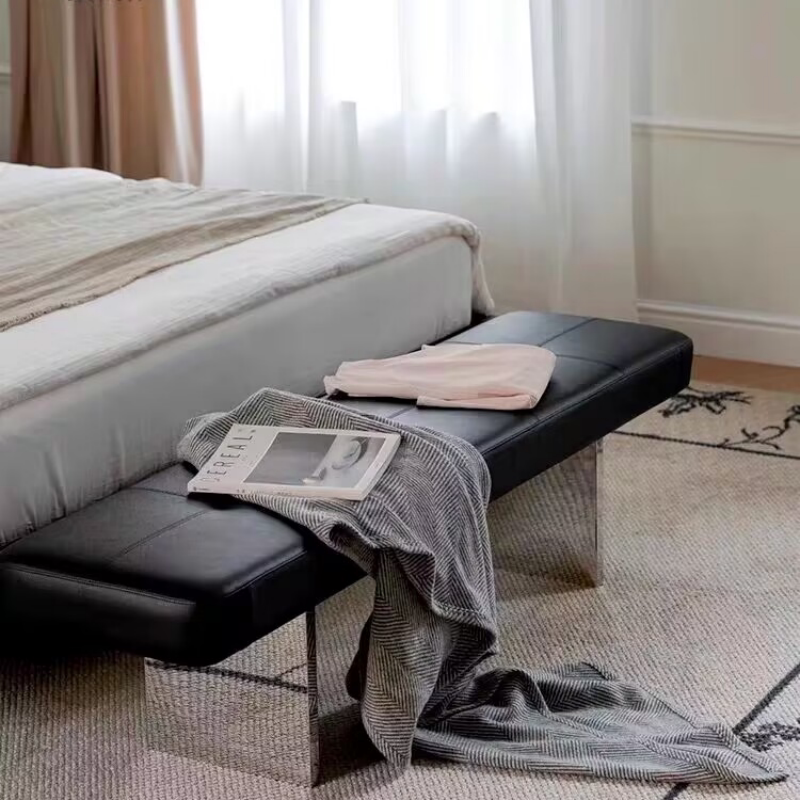 现代北欧轻奢意式衣帽间玄关换鞋凳床尾长条形简约家用沙发凳餐凳