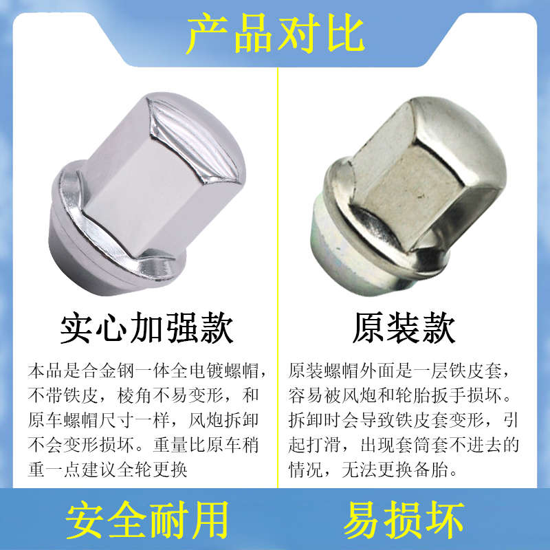 适用别克英朗科鲁兹科沃兹GL8君越迈锐宝轮胎螺丝轮毂螺丝帽螺母