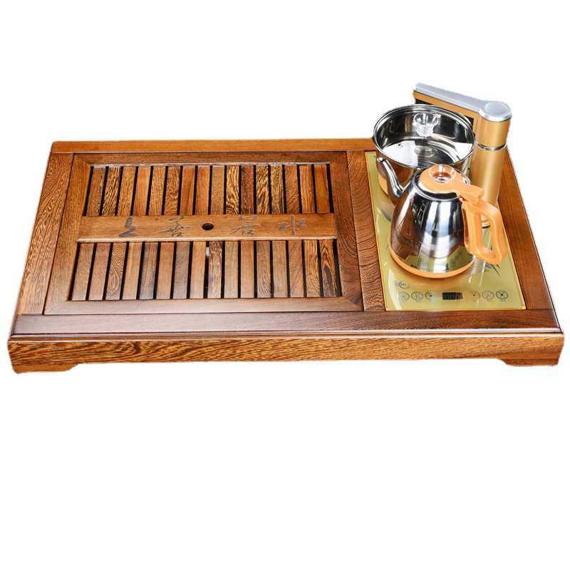 鸡翅木茶盘全自动茶具套装家用客厅功夫泡茶台实木办公室茶托批发