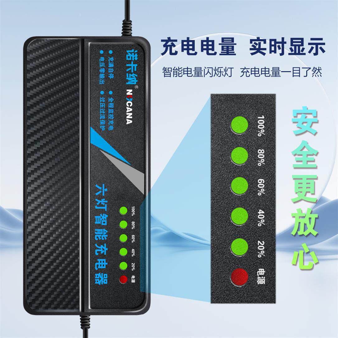 智能铅酸蓄电池96V20Ah八块电瓶电动车充电器六灯显示加长充满质