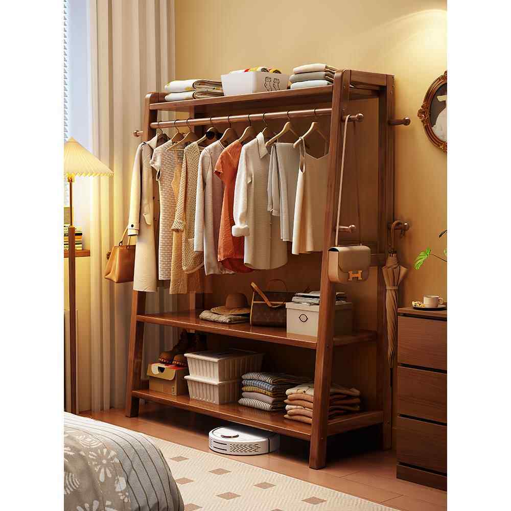 实木衣架落地卧室挂衣架家用衣帽架房间简易放衣服架子床尾收纳架