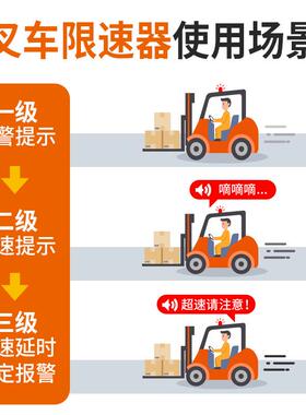 九盾安防叉车超速报警器N2009A语音报警主机三级速度设定超速提醒