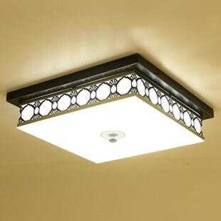 玄关主卧室灯房间灯复古客厅灯田园LED吸顶灯 方形灯 美式 吸顶灯