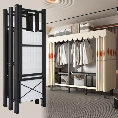 耐折叠免安装简易衣柜家用卧室出租EKY房用收纳子结柜实布用衣柜