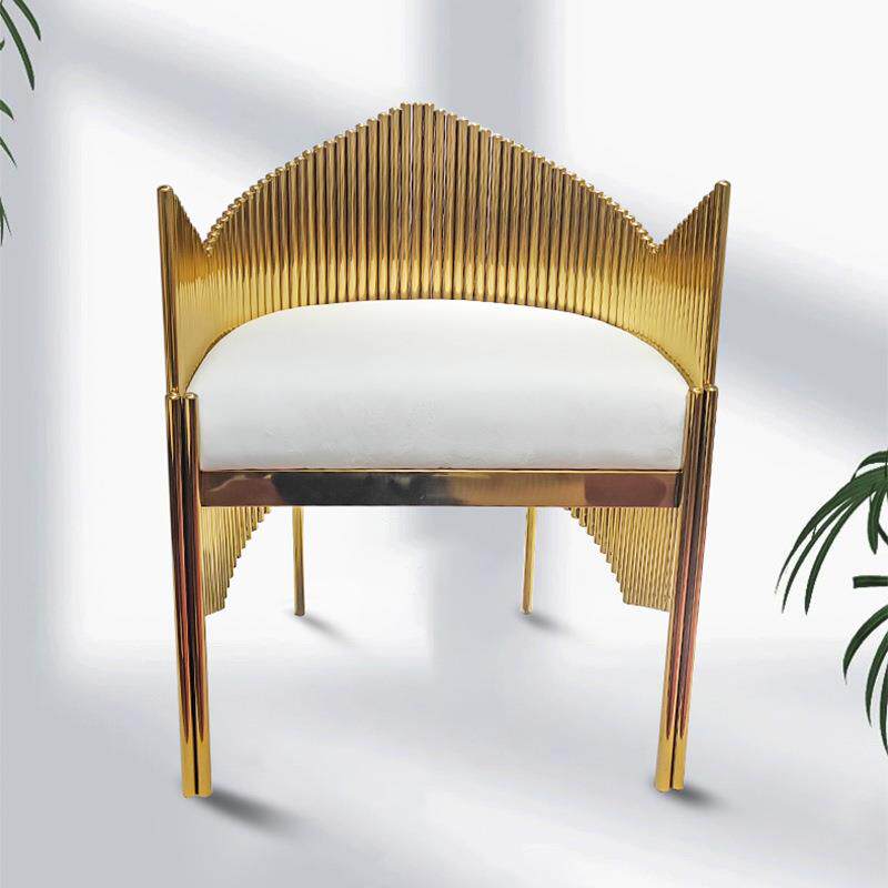 不锈钢金色单人沙发轻奢洽谈椅商务休闲创意椅售楼处接待椅