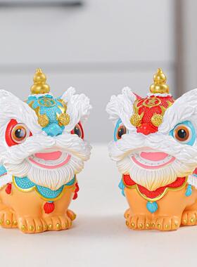 中式喜庆醒狮摆件桌面客厅电视柜酒柜玄关装饰高级感招财乔迁礼品