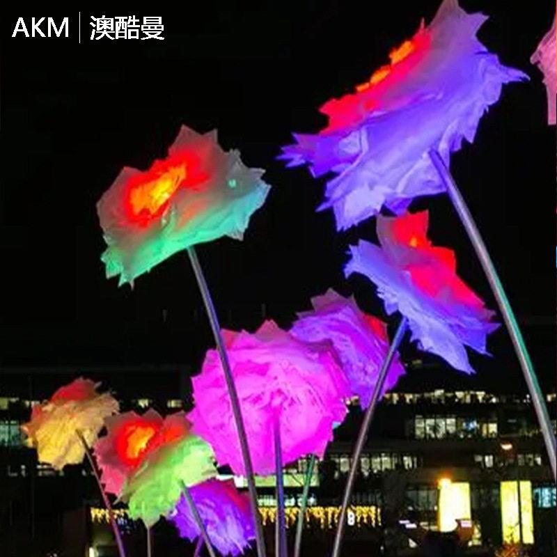 户外七花型朵景观灯景区休息区红发光公园53网玫瑰花彩造雕塑装饰
