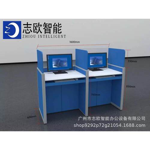 语音室屏风升降电脑桌厂家 机考卡座屏风隐藏升降电脑桌一桌多用