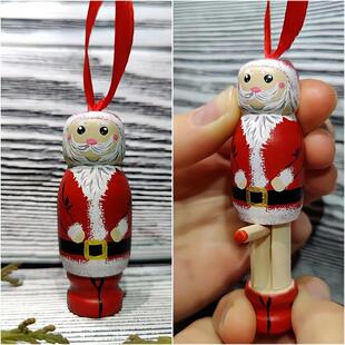Funny Wooden Santa Stocking Fillers Christmas Tree Hanging P