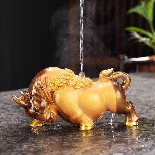 厂家直销金牛茶宠家用泡茶变色茶宠精品可养创意茶具配件牛气冲天
